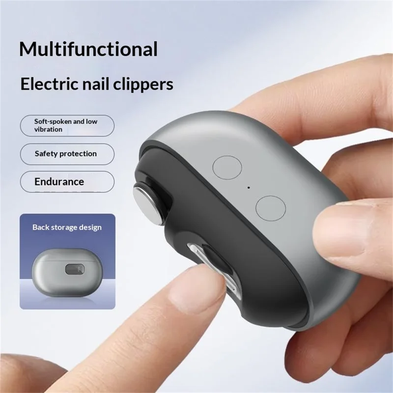 M7 3-in-1 Multifunktions-Elektrische Nagelschere Ultraschweigsam 500 mAh Typ-C LED-Licht Automatische Nagelschere - Grau
