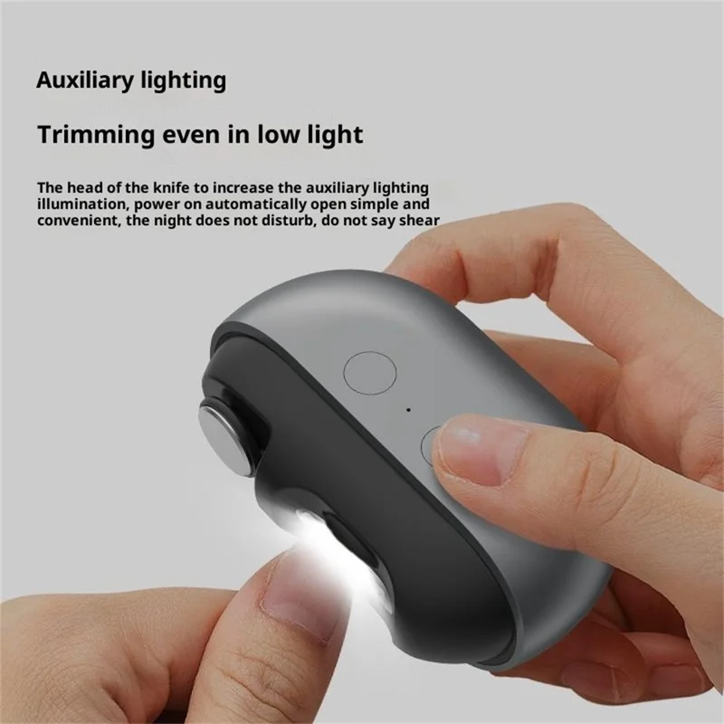 M7 3-in-1 Multifunktions-Elektrische Nagelschere Ultraschweigsam 500 mAh Typ-C LED-Licht Automatische Nagelschere - Grau