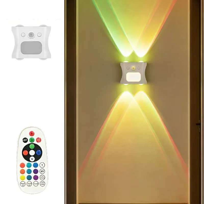 Veilleuse LED RGB intelligente sans fil avec capteur de mouvement, 16 couleurs dégradées, lampe murale magnétique - Blanc