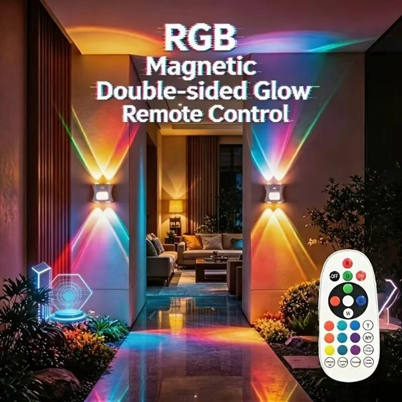 Veilleuse LED RGB intelligente sans fil avec capteur de mouvement, 16 couleurs dégradées, lampe murale magnétique - Blanc