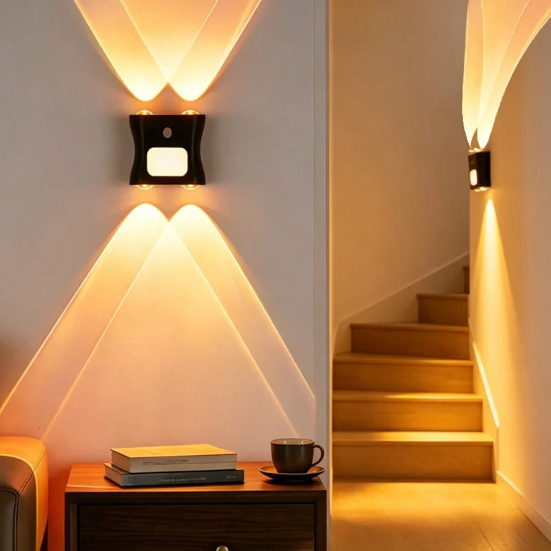 Veilleuse LED RGB intelligente sans fil avec capteur de mouvement, 16 couleurs dégradées, lampe murale magnétique - Blanc