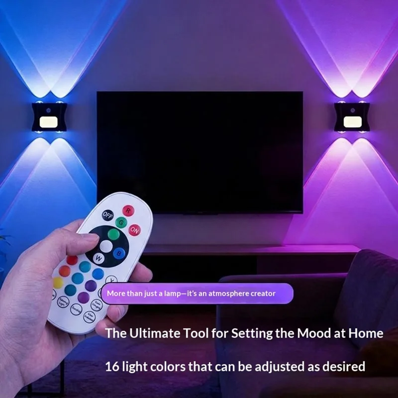 Veilleuse LED RGB intelligente sans fil avec capteur de mouvement, 16 couleurs dégradées, lampe murale magnétique - Blanc