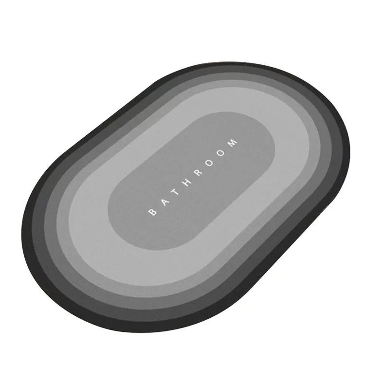 40*60cm Oval Shape Diatom Mud Carpet Super Absorbent Floor Mat Bath Mat Non-Slip Bathroom Rug Quick Dry Door Cushion - Bathroom/Silver Grey