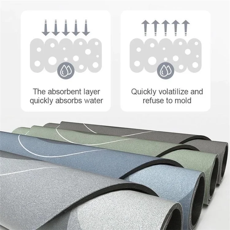 40*60cm Oval Shape Diatom Mud Carpet Super Absorbent Floor Mat Bath Mat Non-Slip Bathroom Rug Quick Dry Door Cushion - Bathroom/Silver Grey