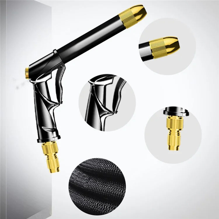 SUITU R-2383 15m Pure-Copper Nozzle + Aluminum Alloy Body High Pressure Water Pipe Sprayer Gun Set for Car Washing/Outdoor/Gardening/Pets Shower - Schwarz