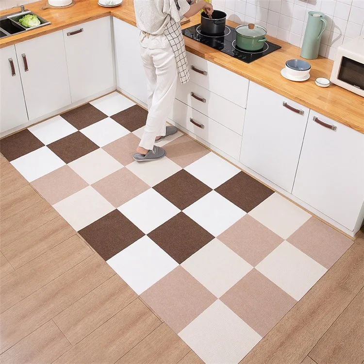 30 Cmx30 cm Selbstkleber Teppichbodenfliesen Baby Teppiche Waschbare Anti-rutsch-bodenmatten Quadrate Bodenschutzkissen Für Innenhäuserbüro - Beige