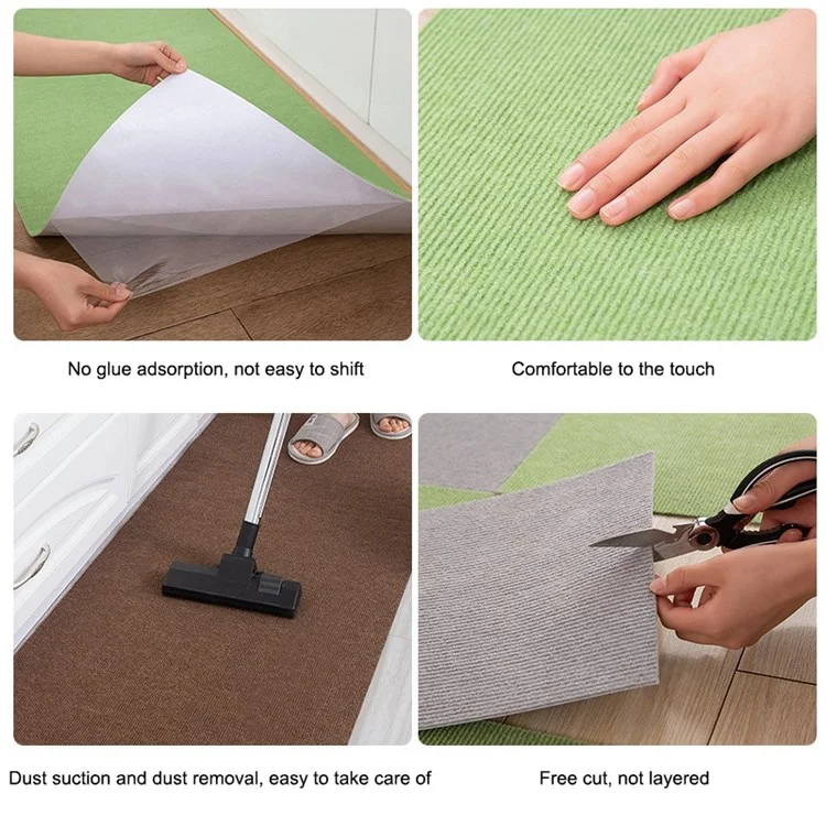 30 Cmx30 cm Selbstkleber Teppichbodenfliesen Baby Teppiche Waschbare Anti-rutsch-bodenmatten Quadrate Bodenschutzkissen Für Innenhäuserbüro - Beige