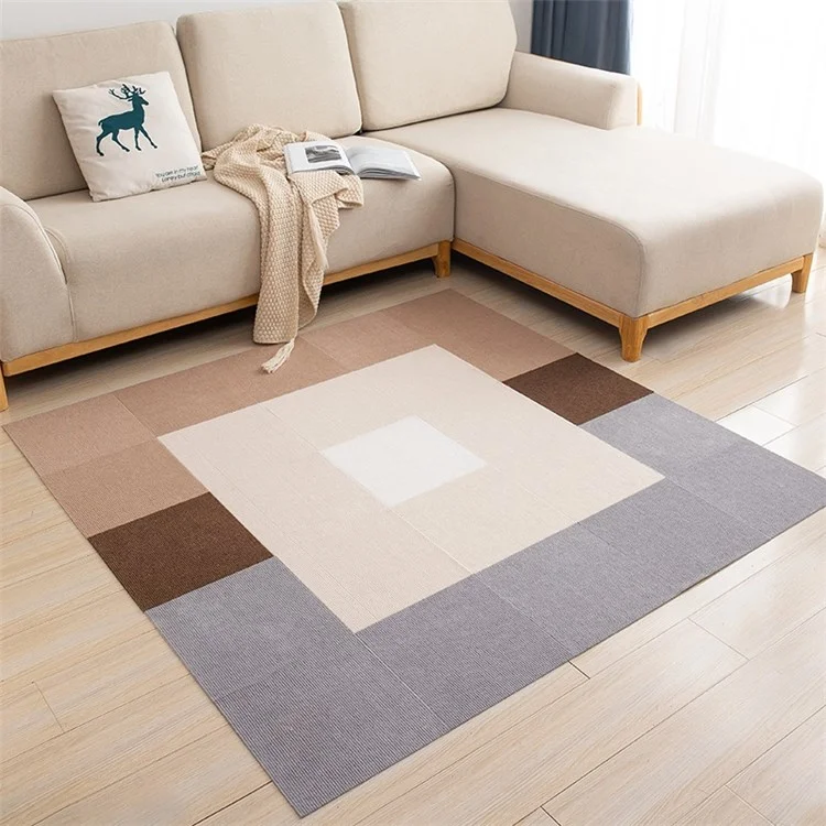 30 Cmx30 cm Selbstkleber Teppichbodenfliesen Baby Teppiche Waschbare Anti-rutsch-bodenmatten Quadrate Bodenschutzkissen Für Innenhäuserbüro - Beige