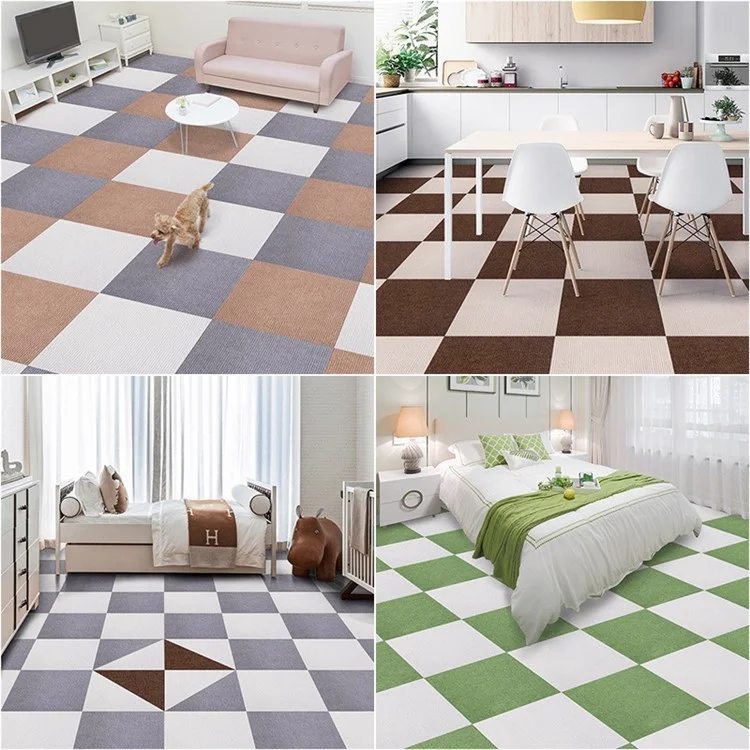30 Cmx30 cm Selbstkleber Teppichbodenfliesen Baby Teppiche Waschbare Anti-rutsch-bodenmatten Quadrate Bodenschutzkissen Für Innenhäuserbüro - Beige