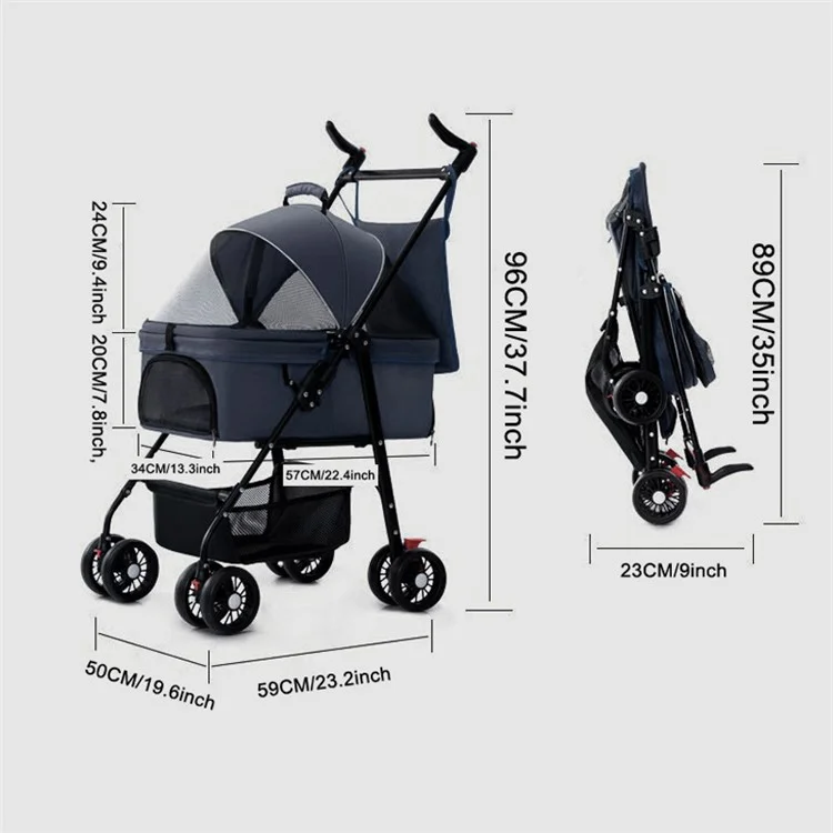 TG-PS001 2-en-1 Chariot de Transport pour Chien et Chat - Rose