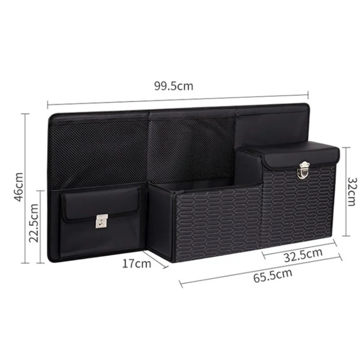 PU Leather Car Trunk Organizer Hanging Box Large Capacity Folding Storage Bag - Beige