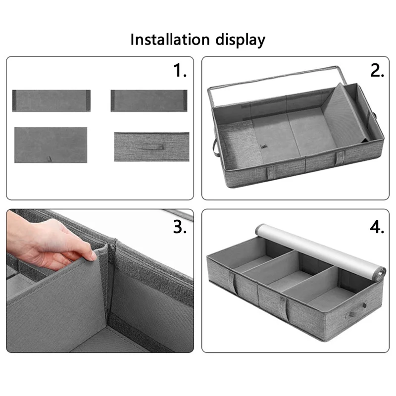 MOHO&HOME MDJ-6142 Folding Household Blankets Toy Sorting Box Under Bed Clothing Storage Bag, Transparent Cover