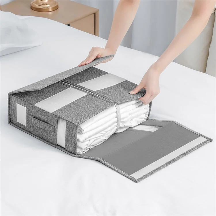 MOHO&HOME MDJ6143 Visual Windows Quilt Storage Bag Bedspread Pillowcase Wardrobe Bed Sheet Organizer - Grey