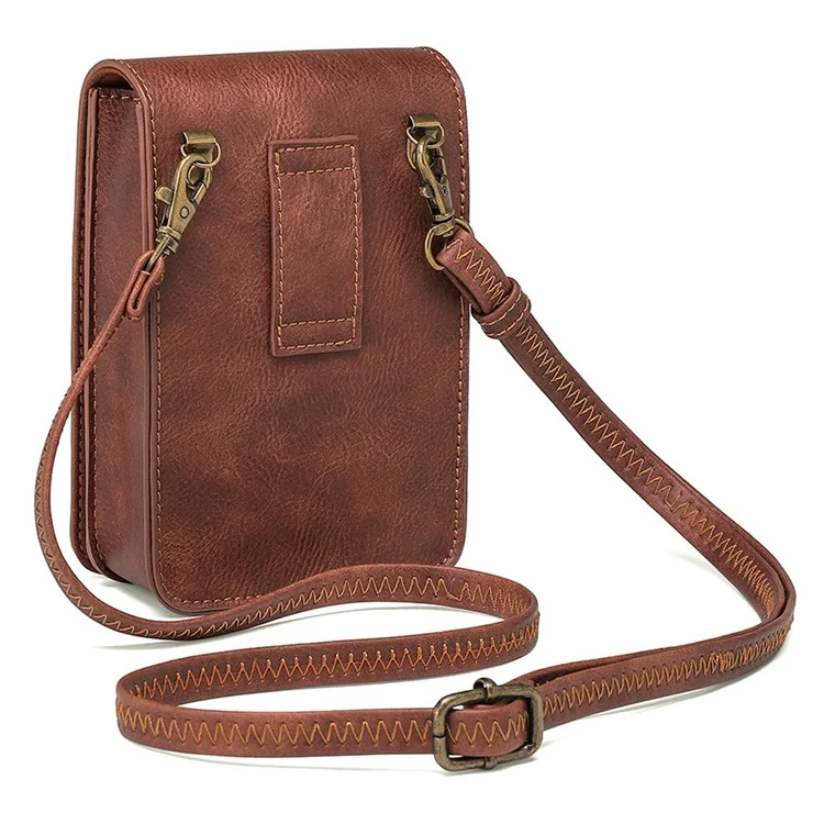FBG090BN Women's Punk PU Leather Crossbody Bag Shoulder Purse Daypack Phone Holder Pouch Travel Bag