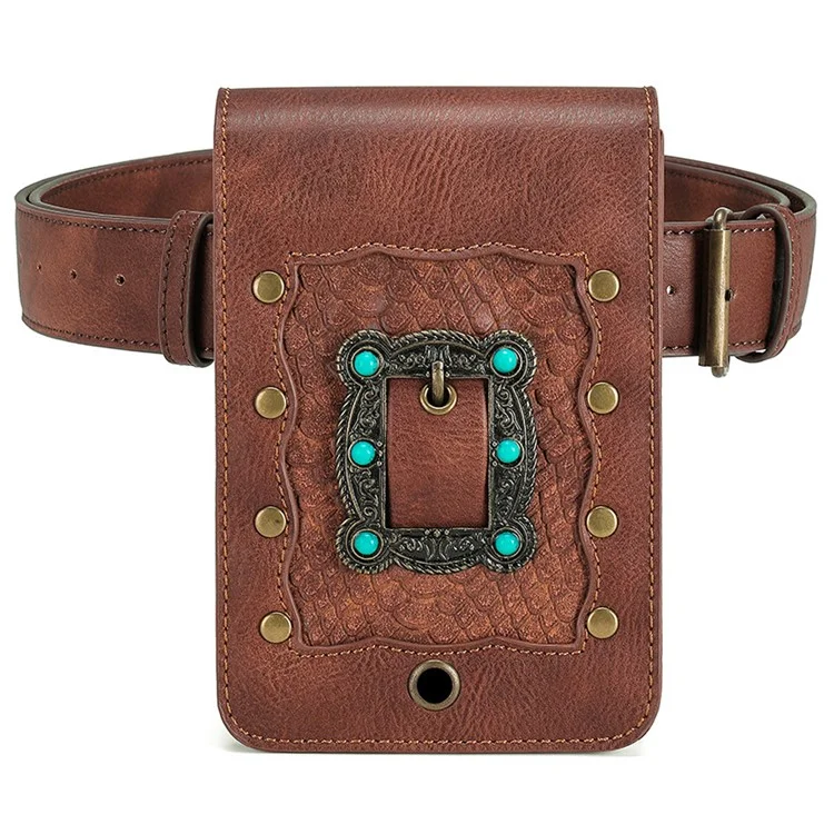 FBG090BN Women's Punk PU Leather Crossbody Bag Shoulder Purse Daypack Phone Holder Pouch Travel Bag