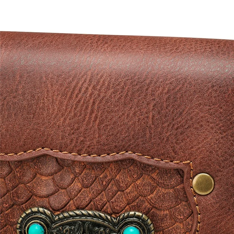 FBG090BN Women's Punk PU Leather Crossbody Bag Shoulder Purse Daypack Phone Holder Pouch Travel Bag