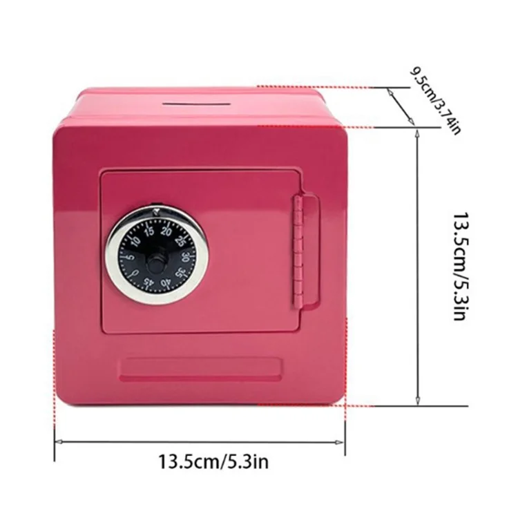 Password Lock Money Box Coin Saving Banknote Cash Piggy Bank Metal Safe Box - Pink