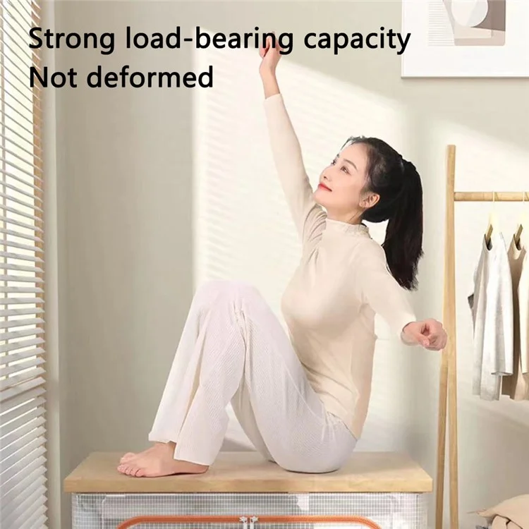 66L Collapsible Large Storage Bins Box with Handles Zipper Lids Folding Cloth Metal Frame Storage Bag for Home, Dormitory 50 x 40 x 33cm - Grey