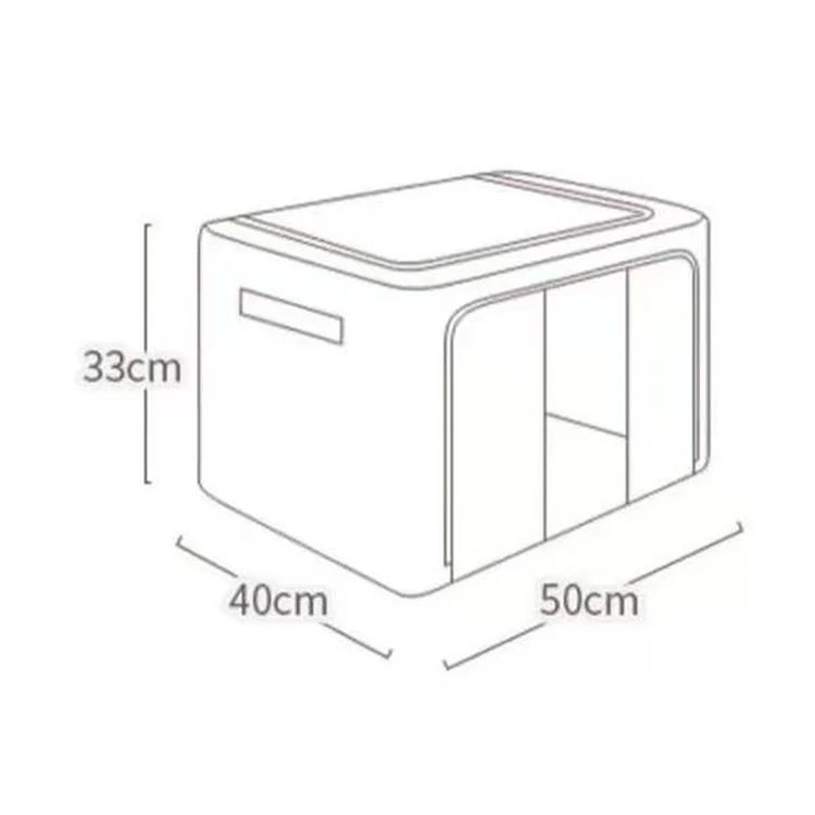 66L Collapsible Large Storage Bins Box with Handles Zipper Lids Folding Cloth Metal Frame Storage Bag for Home, Dormitory 50 x 40 x 33cm - Grey