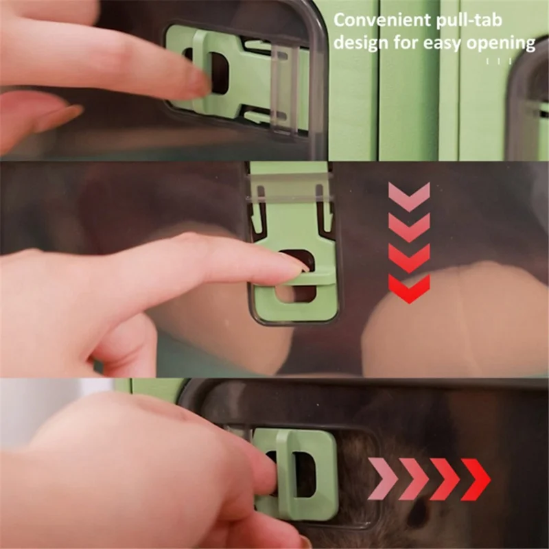 5-Sided Doors Folding PP Storage Box for Living Room (56 x 39 x 30cm, Size: L) - Green / Wood Lid