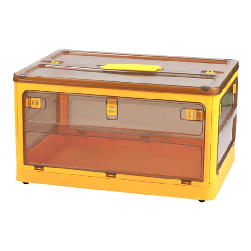 48 x 33,5 x 26 cm, 5-sidig dörr, fällbar förvaringslåda PP, hushållsorganizerbehållare, Storlek: M - Gul