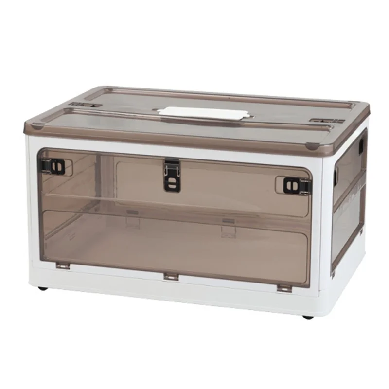 Scatola per contenitori pieghevole per uso domestico in PP da 48 x 33,5 x 26 cm a 5 lati, dimensioni: M - Bianco