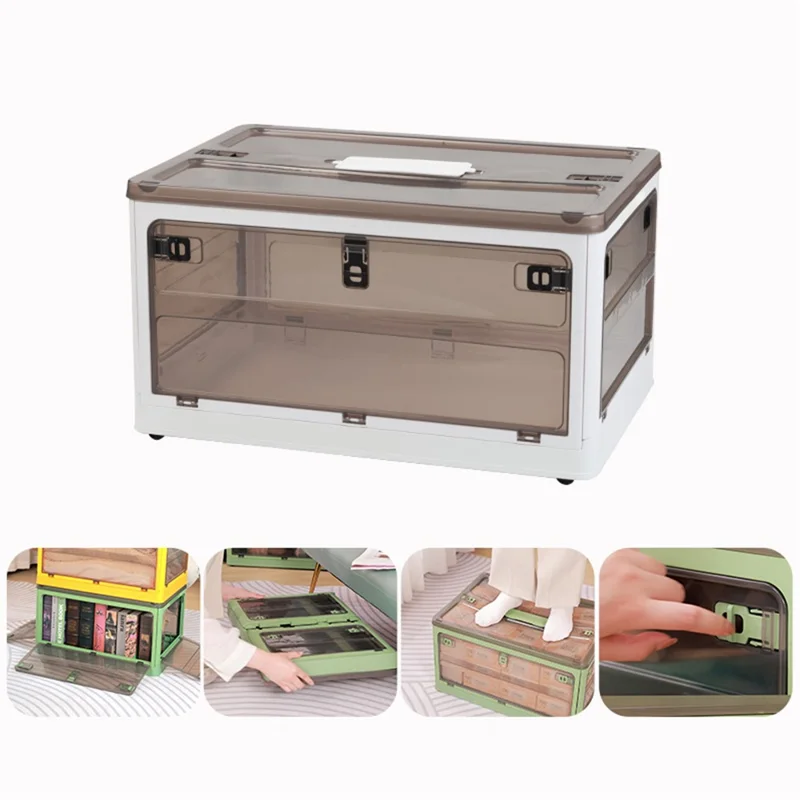 Scatola per contenitori pieghevole per uso domestico in PP da 48 x 33,5 x 26 cm a 5 lati, dimensioni: M - Bianco