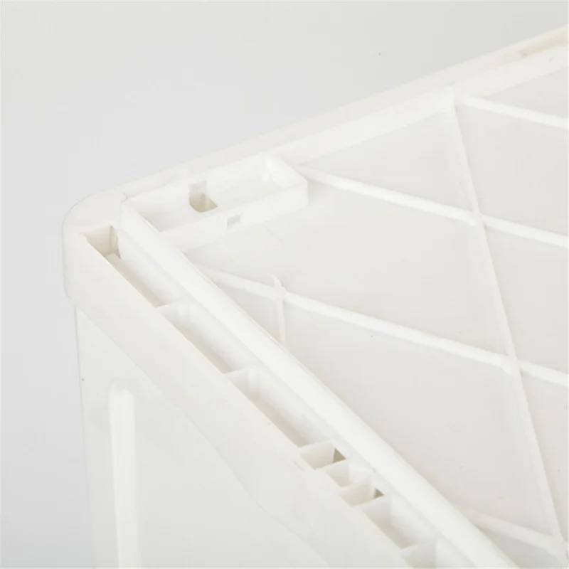 55L Storage Box Wood+PP Outdoor Foldable Storage Organizer with Lid, 525x360x295mm - White