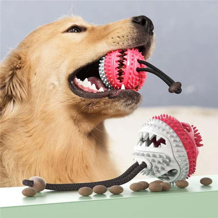 Pet Chew Toy Dog Toy Funny Elasticity Audible Food Ball - Red/White