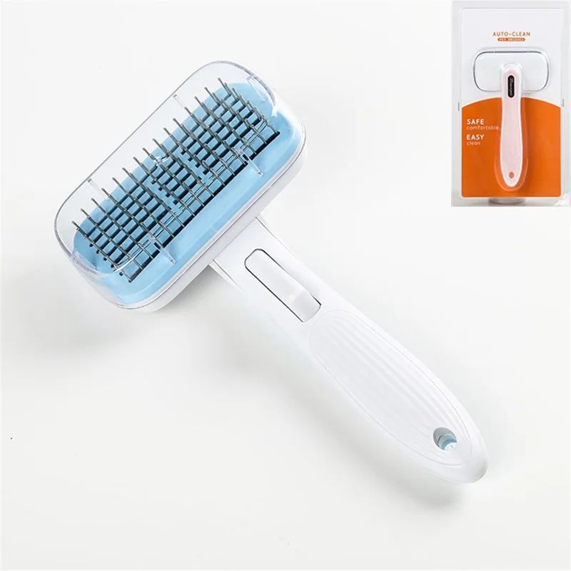 Dog Comb Automatic Toll Hair Brush Remover Cat and Pet Products - Pink