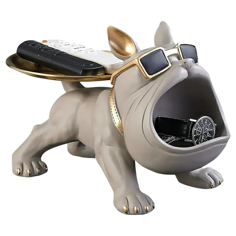 550 Bulldog Grande Bocca Progettazione Chiavi Vassoio di Stoccaggio Ornamento Portico Armadio Delle Scarpe Decorazione - Beige 