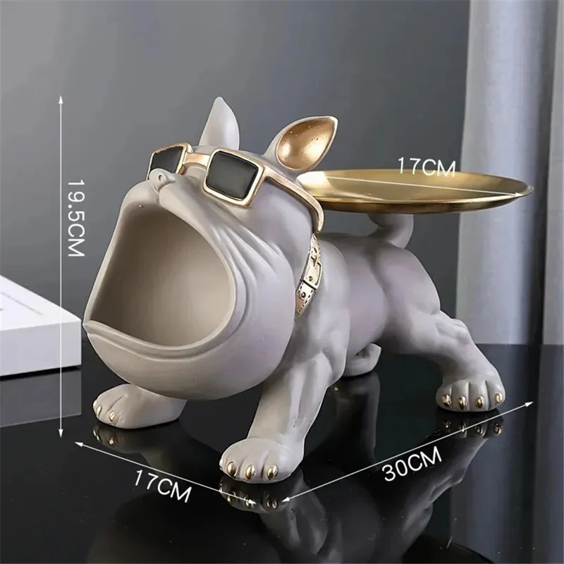 550 Bulldog Grande Bocca Progettazione Chiavi Vassoio di Stoccaggio Ornamento Portico Armadio Delle Scarpe Decorazione - Beige 