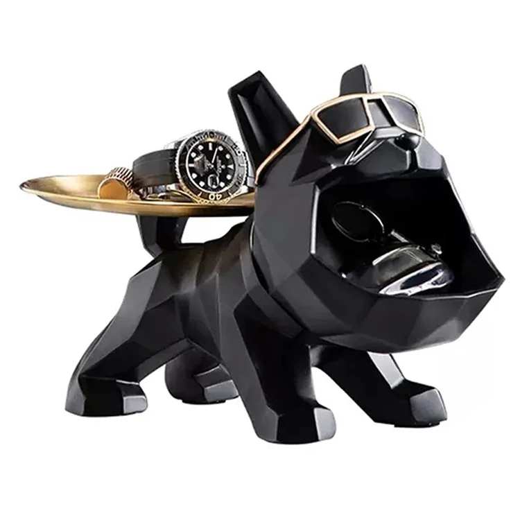Eintrittsbereich Schlüsseltablett Harz Bulldogge Skulptur Tischorganisator Heimdekoration 