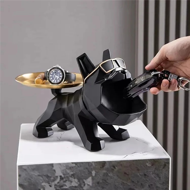 Eintrittsbereich Schlüsseltablett Harz Bulldogge Skulptur Tischorganisator Heimdekoration 