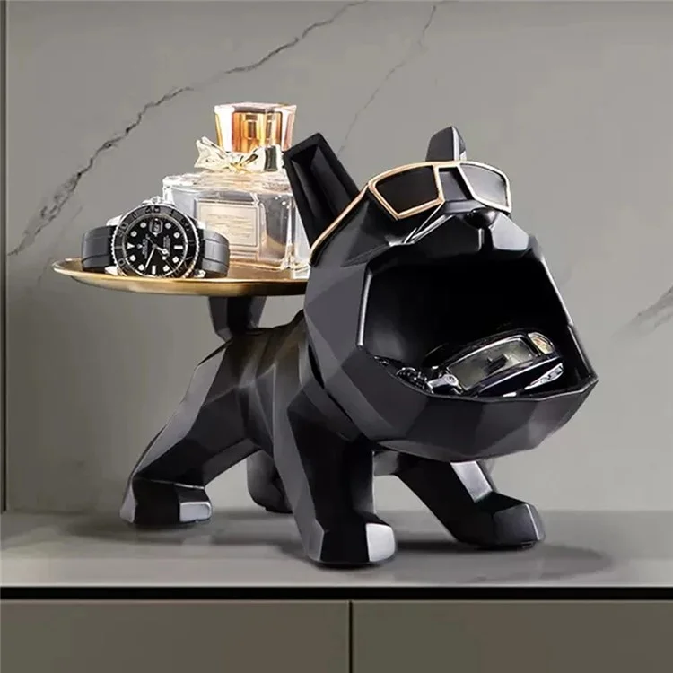 Eintrittsbereich Schlüsseltablett Harz Bulldogge Skulptur Tischorganisator Heimdekoration 