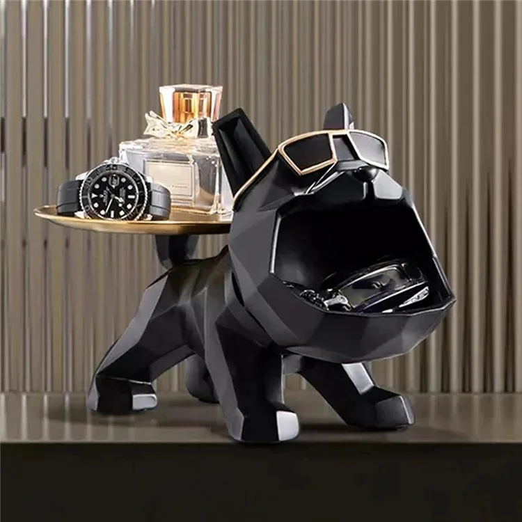 Eintrittsbereich Schlüsseltablett Harz Bulldogge Skulptur Tischorganisator Heimdekoration 
