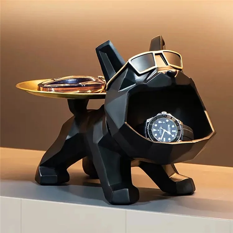Eintrittsbereich Schlüsseltablett Harz Bulldogge Skulptur Tischorganisator Heimdekoration 