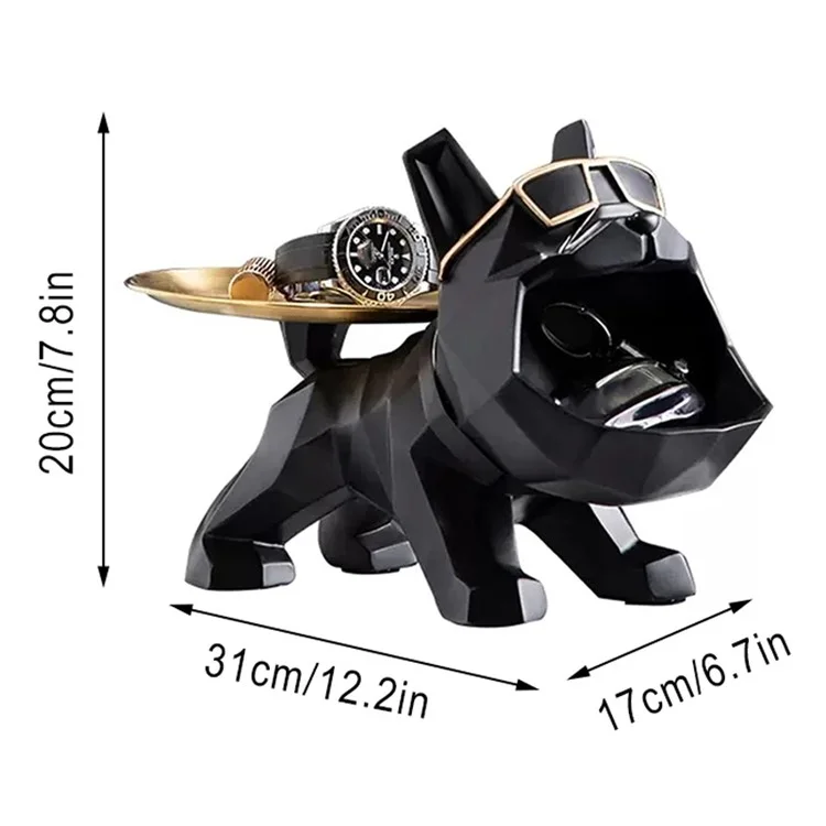 Eintrittsbereich Schlüsseltablett Harz Bulldogge Skulptur Tischorganisator Heimdekoration 