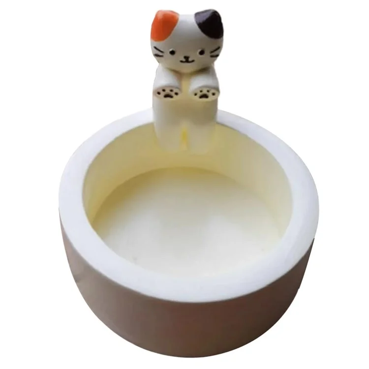 Cute Cat Scented Candle Holder Resin Candlestick Home Restaurant Decoration - Style B