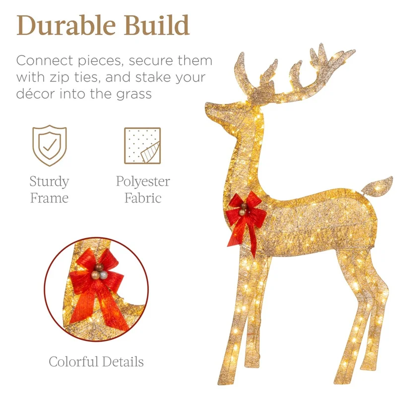 Christmas Iron Ornament Elk LED Luminous Deer Decoration Shopping Mall Holiday Creative Decor (Set Of 3)
