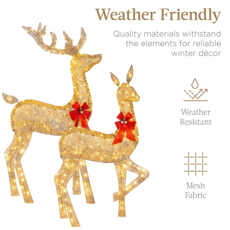 Christmas Iron Ornament Elk LED Luminous Deer Decoration Shopping Mall Holiday Creative Decor (Set Of 3)