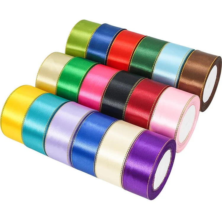 Ruban en satin de 4 cm pour l'emballage de cadeaux de Noël pour la décoration des fêtes de mariage, Longueur : 22 m - Blanc