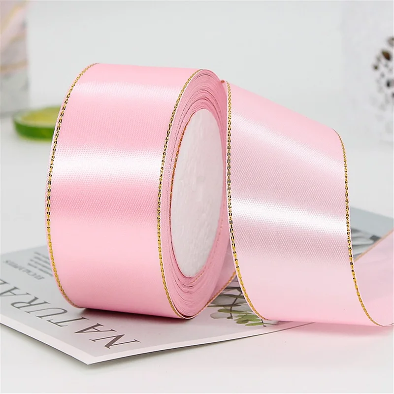 4cm Christmas Gift Wrapping Satin Ribbon for Wedding Party Decoration, Length: 22m - Pink