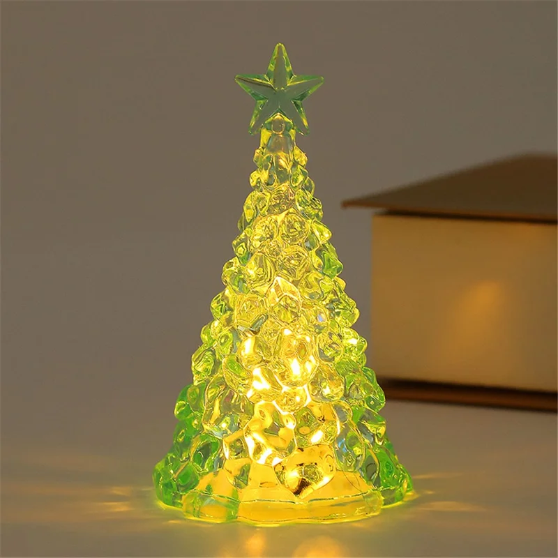 Desktop Crystal Christmas Tree Ornament LED Light Mini Xmas Tree Desktop Decor - Green / Yellow Light