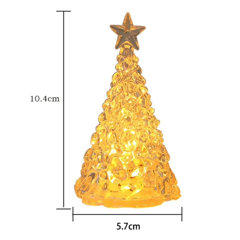 Desktop Crystal Christmas Tree Ornament LED Light Mini Xmas Tree Desktop Decor - Green / Yellow Light