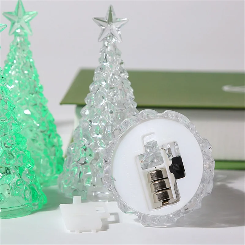 Desktop Crystal Christmas Tree Ornament LED Light Mini Xmas Tree Desktop Decor - Green / Yellow Light