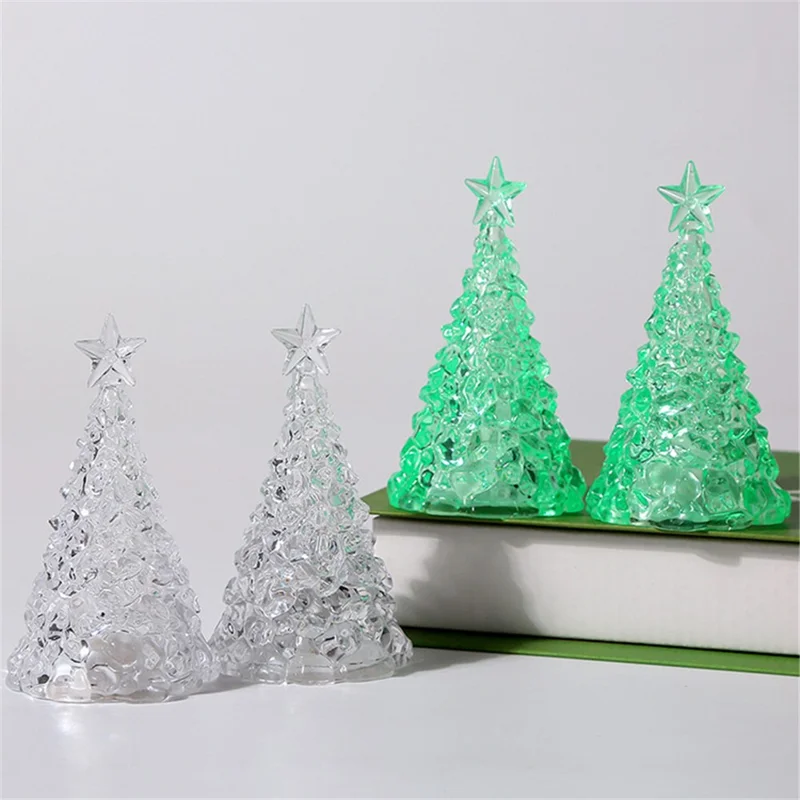 Desktop Crystal Christmas Tree Ornament LED Light Mini Xmas Tree Desktop Decor - Green / Yellow Light