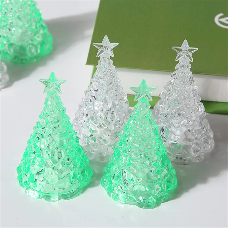 Desktop Crystal Christmas Tree Ornament LED Light Mini Xmas Tree Desktop Decor - Green / Yellow Light