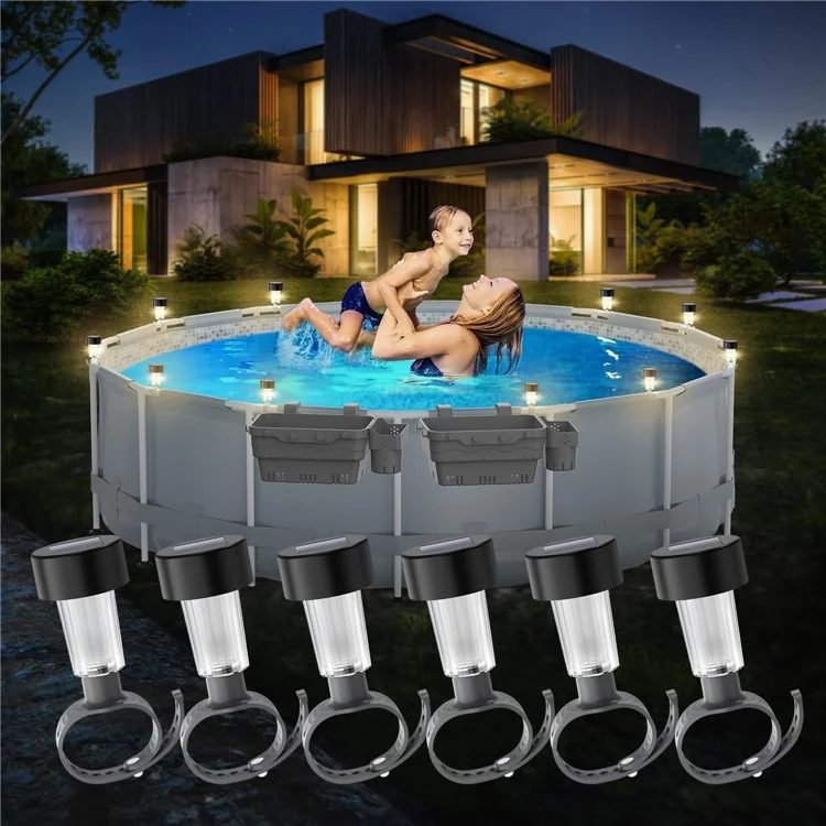 6 luces de jardín solares, luces de valla de jardín, luces decorativas impermeables para balcón, luz cálida