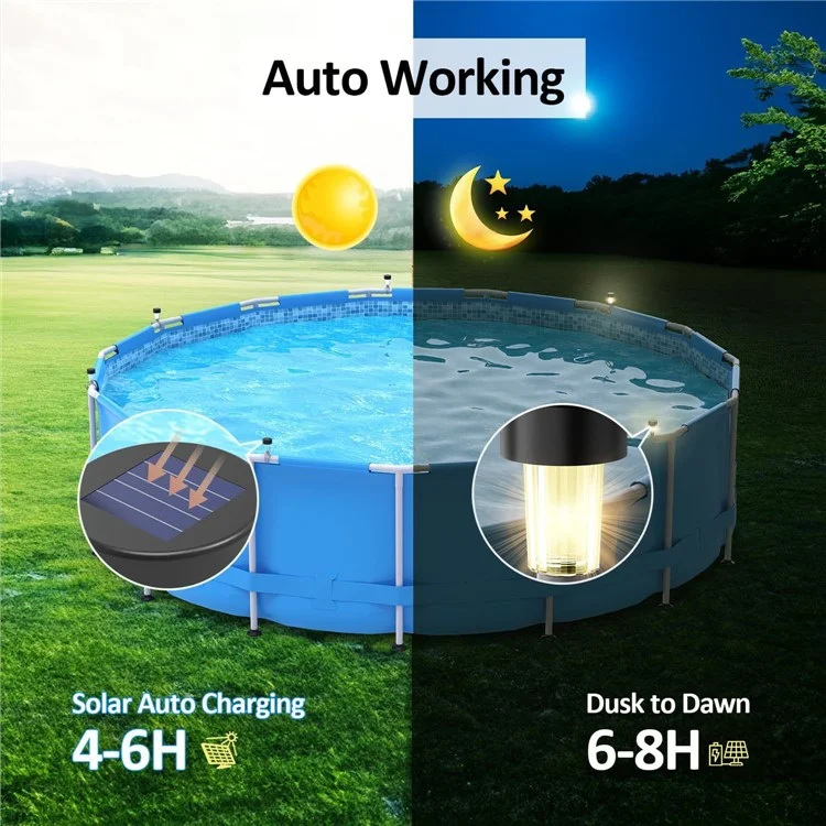 6 luces de jardín solares, luces de valla de jardín, luces decorativas impermeables para balcón, luz cálida